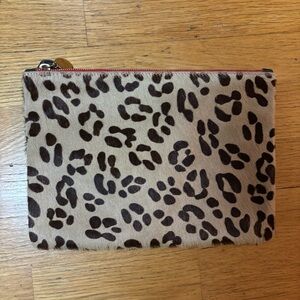 Clare V Leopard Calf Hair Luxury Preppy Coastal Cowgirl Boho Classic Clutch